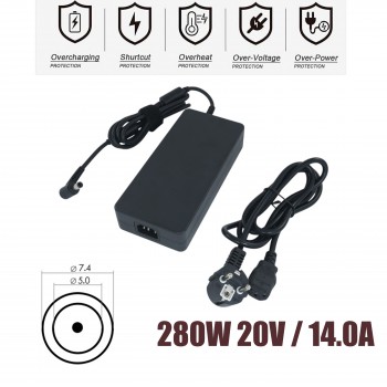 AC Adapter Laptop Notebook Charger for MSI GE75 GE65 GE63 GL65 GP75 GP65 957-17E21P-101 A18-280P1A A280A005P 20V 14.0A 280W 7.4mm*5.0mm ( SKU.60318 )