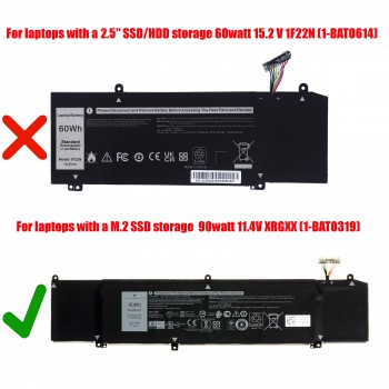 Laptop Battery - Battery for DELL Alienware M15 M17 Series XRGXX 06YV0V Laptop 11.4V 90Wh 7500mAh OEM (Ref.1-BAT0319)