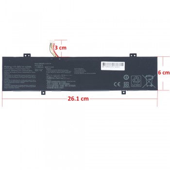 Laptop Battery - Battery for Asus VivoBook Flip 14 TP412UA C31N1733 0B200-02970000 0B200-02970100 0B200-02970000 42Wh 11.55V 3640mAh with cable 8pins ( Ref.1-BAT0476 )