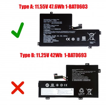 Laptop Battery - Battery for Lenovo 100e 300e Chromebook 2nd Gen AST Lenovo Ideapad 3 CB 5B10Q13162 5B10Q13163 5B10Q13164 5B10Q13164 5B10Q38232 11.55V 47.6Wh 4123mAh with cable 8pins ( Ref.1-BAT0603 )