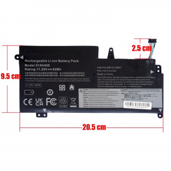 Laptop Battery - Battery for Lenovo ThinkPad 13 Gen 2 20J1 20J2 20GJ 20GK 20GM 01AV400 01AV401 01AV402 01AV437 01AV435 01AV436 11.25V 42Wh 3735mAh with cable 8pins ( Ref.1-BAT0613 )