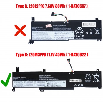 Laptop Battery - Battery for Lenovo Ideapad 3-14ITL6 82H700K7IN 82H700V2IN 82H701DNIN 82H701L7AU L20M3PF0 L20C3PF0 SB11B36274 11.1V 45Wh 4054mAh with cable 8pins ( Ref.1-BAT0622 )