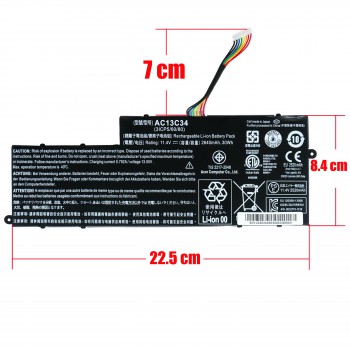 Laptop Battery - Battery for Acer Aspire V5-122P V5-132P E3-111 E3-112V AC13C34 KT.00303.005 KT00303005 3ICP5/60/80 11.4V 30Wh 2640mAh with 8pins ( Ref.1-BAT0629 )