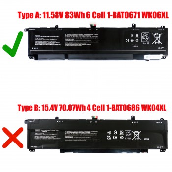 Laptop Battery for HP Omen WK06XL WK06083XL M41640-AC1 M41711-005 HSTNN-OB2I Victus 16-R Series 11.58V 83Wh 6880mAh with cable 12pins ( SKU.1-BAT0671 )