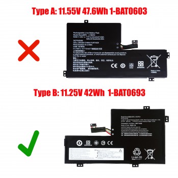 Laptop Battery - Battery for Lenovo 100e 300e Chromebook 2nd Gen MTK 81QB 81QC L18D3PG1 5B10W13945 5B10W13946 5B10T36867 5B10T36868 11.25V 42Wh 3735mAh with cable 8pins ( Ref.1-BAT0693 )
