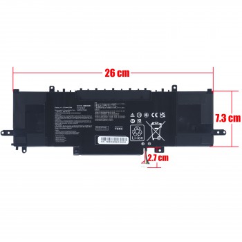 Laptop Battery - Battery for Asus ZenBook 13 UX333FAC UX334FA UX334FLC C31N1841 3ICP5/70/81 0B200-03420200 0B200-03830000 0B200-03420100 11.55V 50Wh 4335mAh with cable 8pins ( Ref.1-BAT0727 )