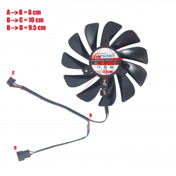 Fan B - GPU Cooling Fan for XFX Radeon RX580 RX590 FDC10U12S9-C 95MM 39MM OEM(Ref.80832)