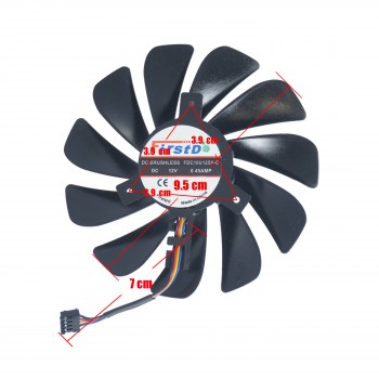 Fan - Fan A - GPU Cooling Fan for XFX Radeon RX580 RX590 FDC10U12S9-C 95MM 39MM OEM(Ref. 80962)