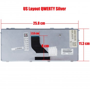 Laptop Keyboard for Toshiba NB200 NB250 NB255 NB300 NB305 NB500 NB520 NB510 NB550D Portege T110 T115 Series US Silver ( SKU.40016USSILVER )
