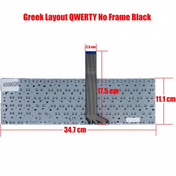 Greek Laptop Keyboard for ASUS VivoBook K551 K551L K551LA K551LA K551LB K551LN S551 S551L S551LA S551X42LB V551 V551L V551LA V551LB V551LN S551LB S551LN S551X45LB GR No Frame Black ( Code 40066GR )