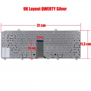 Laptop Keyboard Dell Inspiron 1420 1520 1521 1525 1526 1540 1545 1410 1525 1525se 1526 1526se 1530 1540 0MU201 MU201 XPS M1330 M1530 M-1330 M-1530 M1530 Vostro 1000 1400 1500 series PP22L 1318 1545 PP29L UK VERSION SILVER KEYBOARD(Ref.40081UKSILVER)