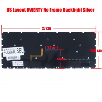 Laptop Keyboard for HP Envy 13-ab 13-ab000 13-ab001tu 13-ab002tu 13-ab003tu 6037B0128301 V154726BS1 909620-001 US No Frame Backlight Silver ( SKU.40360USBL )