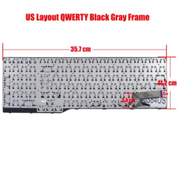 Laptop Keyboard for Fujitsu Lifebook E554 E556 E557 E753 E754 E756 CP670825-03 FJM14B96003D85 002-12856L-HF01 US Black Gray Frame ( SKU.40384US )