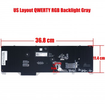 Laptop Keyboard for Dell Alienware M17 R5 17 R5 Area 51m Area-51m A51m WDMJ8 0WDMJ8 WYFCV 0WYFCV 62W10 062W10 M8XH2 0M8XH2 US Per-Key RGB Backlight Gray ( SKU.40443USBL )