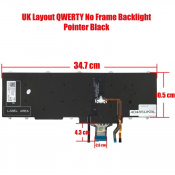 Laptop Keyboard for Dell Latitude E5550 E5570 Precision 3530 5590 3540 3541 TF5M0 0TF5M0 N7CXW 0N7CXW UK No Frame Backlight Pointer Black ( SKU. 40485UKBL )