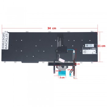 Greek Laptop Keyboard for Dell Latitude 5500 5501 5510 0MMH7V-DFH00 0MMH7V NSK-EX0BC PK132FA1B00 GR No Frame Backlight Pointer Black ( Ref.40623GRBACKLIT )