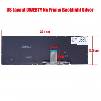Laptop Keyboard for Asus VivoBook 15 X521 X521IA X521EA X521EQ X521FA X521FL X521JQ X521UA S15 S533IA S533EQ S533F S533FA E510MA L510MA X521FA-S533FA US No Frame Backlight Silver ( SKU. 40711USSIL )