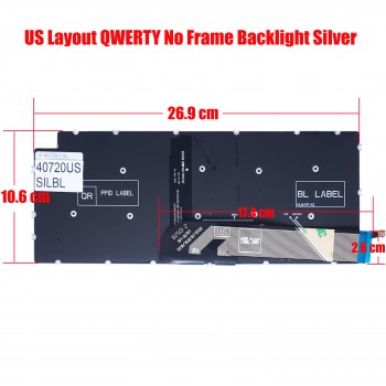 Laptop Keyboard for Dell Inspiron 14 7490 7391 2-in-1 13 5490 5493 5494 5498 0XKGG 2RVRV 02RVRV 02PYG9 2PYG9 PK132KD1A01 US No Frame Backlight Silver ( SKU.40720USSILBL )