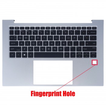Laptop Keyboard Palmrest for HP EliteBook 840 G9 845 G9 1040 G9 N09276-001 N09059-001 N14787-001 With Fingerprint Hole US Backlight Silver ( SKU.40944USPALM )