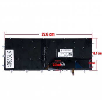 Keyboard - Laptop Keyboard for Dell XPS 15 9550 9560 9560 9570 7590 0R931X R931X DLM14L28PAJ442 NSK-LV1BC NSK-LV0BC PK132FO2A19 01D8GC 1D8GC CN-01D8GC UK No Frame Black ( Ref.40955UK )