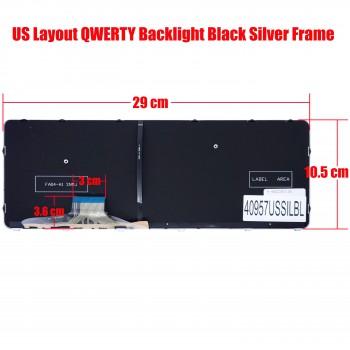 Laptop Keyboard for HP EliteBook Folio 1040 G3 9Z.NCHBQ.01D 844423-001 844423-151 844423-071 844423-081 844423-091 818252-001 903667-001 US Backlight Silver Frame Black ( SKU.40957USSILBL )