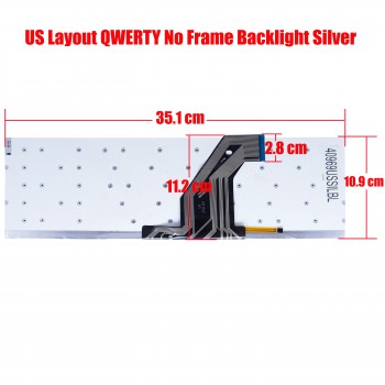 Laptop Keyboard for Chuwi HeroBook Plus 15.6'' CWI530 DERE R9 R9S R12 Pro V9 V11 X317L MB3501006 XK-HS111 MB3501010 XK-HS135 US No Frame Backlight Silver ( SKU.40969USSILBL )
