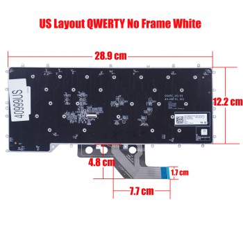 Laptop Keyboard for Dell Alienware M15 R3 2020 M15 R4 M15 R2 2019 0T86P3 T86P3 GTD0N WV293 0WV293 0X9JC1 0Y00RH US No Frame White ( SKU.40999US )