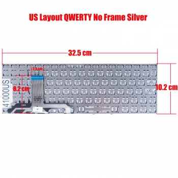Laptop Keyboard for Asus Vivobook 15 X1502 X1502VA X1502ZA X1503 X1504 X1504ZA 90NB0ZB1-R30US0 0KNB0-512JLA00 0KN1-HD3LA13 9Z.NLHSU.41E US No Frame Silver ( SKU.41000US )