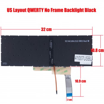 Laptop Keyboard for MSI Pulse GL66 GF66 GF76 NSK-FG1ABN NSK-FG0DBN 9Z.NK1BN.D01 9Z.NK2BN.A1D 9Z.NK2BN.A0R 9Z.NK1BN.D1D US No Frame Backlight Black ( SKU.41007USBL )