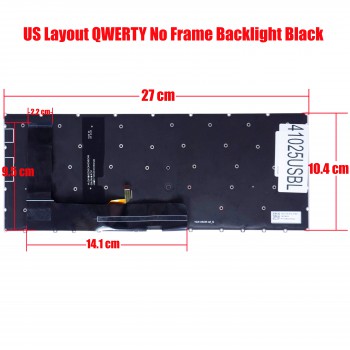 Laptop Keyboard for HP EliteBook X360 1030 G7 8Q7F2U8 8Q7F2U8R HPM19J9 19J9US PV108030602 PK132YL1A00 M16979-001 M16980-001 US No Frame Backlight Black ( SKU.41025USBL )