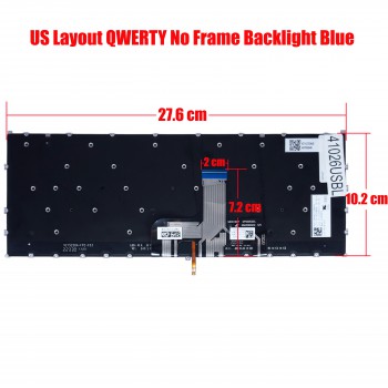 Laptop Keyboard for Lenovo Yoga 7 14ARB7 7 14IAL7 Slim 7 ProX 14ARH7 7 ProX 14IAH7 5CB1J23806 5CB1J30309 5CB1J23799 5CB1J30308 US No Frame Backlight Blue ( SKU.41026USBL )