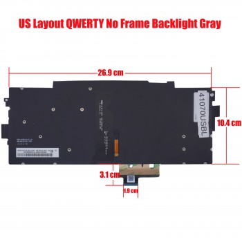 Laptop Keyboard for HP Elite Dragonfly Chromebook Enterprise N18721-001 N18720-001 9Z.NKLBQ.401 9Z.NKLLN.001 N12395-001 US No Frame Backlight Gray ( SKU.41070USBL )