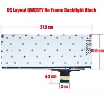 Laptop Keyboard for Chuwi GemiBook Pro 13 CWI528 X313C PRIDE-K3918 MB2757001 US No Frame Backlight Black ( SKU.41103USBL )