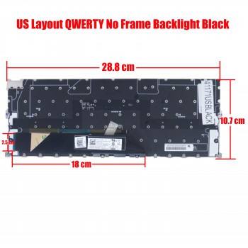 Laptop Keyboard for Dell XPS 13 9300 0T0HDM T0HDM GT8XM 0GT8XM 979W4 00Y78C 0Y78C P8V06 0P8V06 Y75C4 6JC7G 06JC7G US No Frame Backlight Black ( SKU.41171USBLACK )