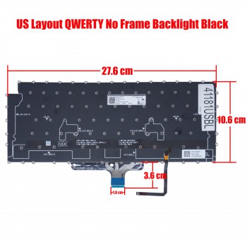 Laptop Keyboard for Dell Latitude 7330 2022 Year 0KM6G1 KM6G1 08NY4J 8NY4J PK1374C3A15 SG-B4900-2BA 23031800243 SN2B60B20 US No Frame Backlight Black ( SKU.41181USBL )