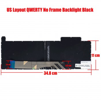 Laptop Keyboard for Asus FX517 FX517ZC FX517ZE FX517ZM FX517Z FX517ZR FX517ZE-1C 90NR0951-R31FR0 90NR0951-R31BG1 90NR0951-R31SP0 US No Frame Backlight Black ( SKU.41244USBL )