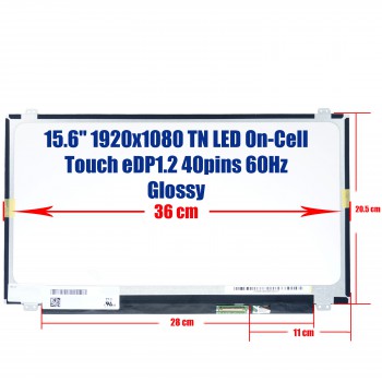 Laptop Screen 15.6" 1920X1080 Touch Screen 40 Pin Bottom Right Connector Top and Bottom Brackets ( SKU.1-SCR0022 )