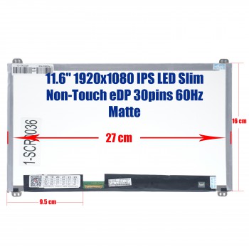 Laptop Monitor 11.6'' 1920x1080 WXGA LED 30pin EDP Slim Laptop Screen Monitor LTN116HL02 N116HSE-EA2 (Code 1-SCR0036)