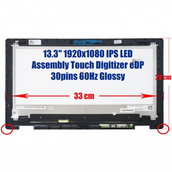 Laptop Screen Touch Screen Display LCD Dell Inspiron 13 7352 7353 03GHFT LTN133HL06-201 0YD4WJ 13.3 inch 1920x1080 FHD LCD Touch Screen Digitizer Frame Assembly Screen Replacement (Ref. 1-SCR0042)