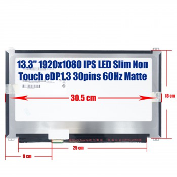 Laptop Screen Monitor 13.3" 1920x1080 FHD LED LCD IPS 30 pins eDP ( SKU.1-SCR0053 )