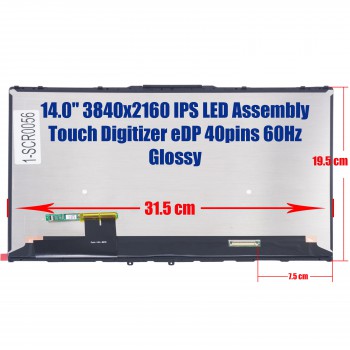 Laptop Monitor - Screen monitor for Lenovo IdeaPad Yoga C940-14IIL 81Q9 5D10S39595 5D10S39596 Assembly Touch Digitizer 14.0'' 3840x2160 UHD 4K IPS LED 72% NTSC eDP 40pins 60Hz Glossy ( Ref.1-SCR0056 )