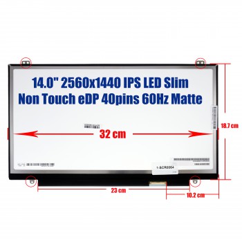 Laptop Screen monitor 14.0" QHD Matte replaces B140QAN01.1  LP140QH1 SPB1 EliteBook 1040 G3 Notebook PC EliteBook 1040 G3  40 pin EDP Slim ( SKU.1-SCR0064 )