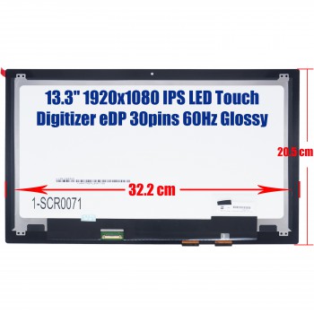 Laptop Monitor - Screen monitor for Dell Inspiron 13 7347 7348 LTN133HL03-201 09T7WM 9CWH8 09CWH8 Touch Digitizer 13.3'' 1920x1080 FHD IPS LED 45% NTSC eDP 30pins 60Hz Glossy ( Ref.1-SCR0071 )