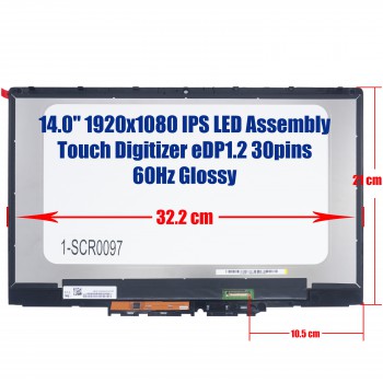 Laptop Monitor - Screen monitor for Dell Inspiron 14 5482 i5482 2-in-1 P93G P93G001 TV140FHM-NH1 Assembly Touch Digitizer 14.0'' 1920x1080 FHD IPS LED 45% NTSC eDP1.2 30pins 60Hz Glossy ( Ref.1-SCR0097 )