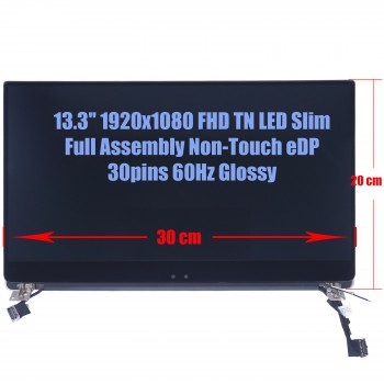 Laptop Screen - Screen monitor for Dell XPS 13 (9370) Ultrabook JKC5H 0JKC5H Full Assembly 13.3'' 1920x1080 FHD TN LED eDP 30pins 60Hz Glossy Silver ( Ref.1-SCR0098 )