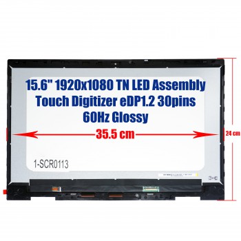 Laptop Screen - Screen monitor for HP ENVY x360 15-CN 15M-CN 15M-CN Assembly Touch Digitizer L20114-001 L10210-110 15.6'' 1920x1080 FHD TN LED eDP1.2 30pins 60Hz Glossy ( Ref.1-SCR0113 )