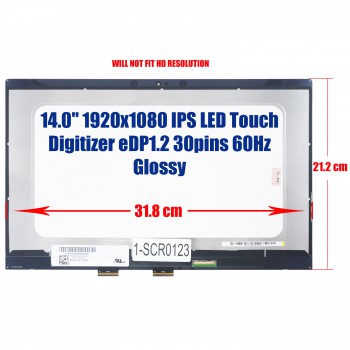 Laptop Screen monitor for HP Pavilion 14-cd1004ne 5QX08EA NV140FHM-N4H Touch Digitizer 14" 1920x1080 FHD IPS LED Slim 45% NTSC eDP1.2 30pins 60Hz Glossy ( SKU.1-SCR0123 )