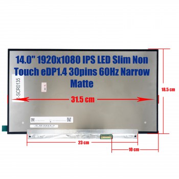 Laptop Screen Lenovo ThinkPad T490S T495S FRU 01ER480 N140HCR-GA2 1920x1080 30pin slim Matte IPS screen Non-touch ePrivacy 01YN149 (Ref.1-SCR0135)