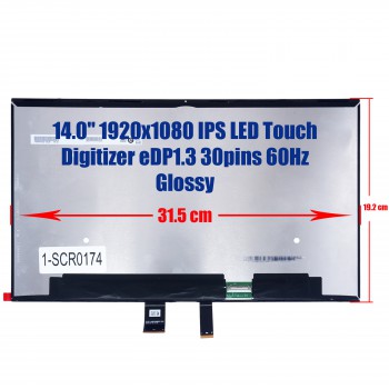 Laptop Screen - Screen monitor for Asus Zenbook 14 UX435E UX435EGL UX435EA UX435 18100-14014 Touch Screen Digitizer 14.0'' 1920x1080 FHD IPS LED eDP1.3 30pins 60Hz Glossy ( Ref.1-SCR0174 )