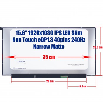 Laptop Monitor - Screen monitor for 15.6'' 1920X1080 IPS LED LCD Narrow Slim eDP 40pins 240Hz Matte (Ref. 1-SCR0194)